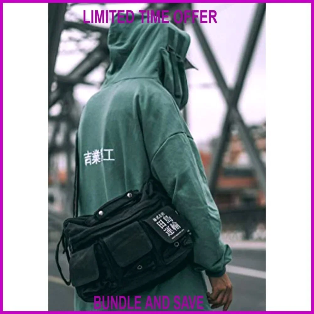 Canvas Messenger Bag with Adjustable Crossbody Strap